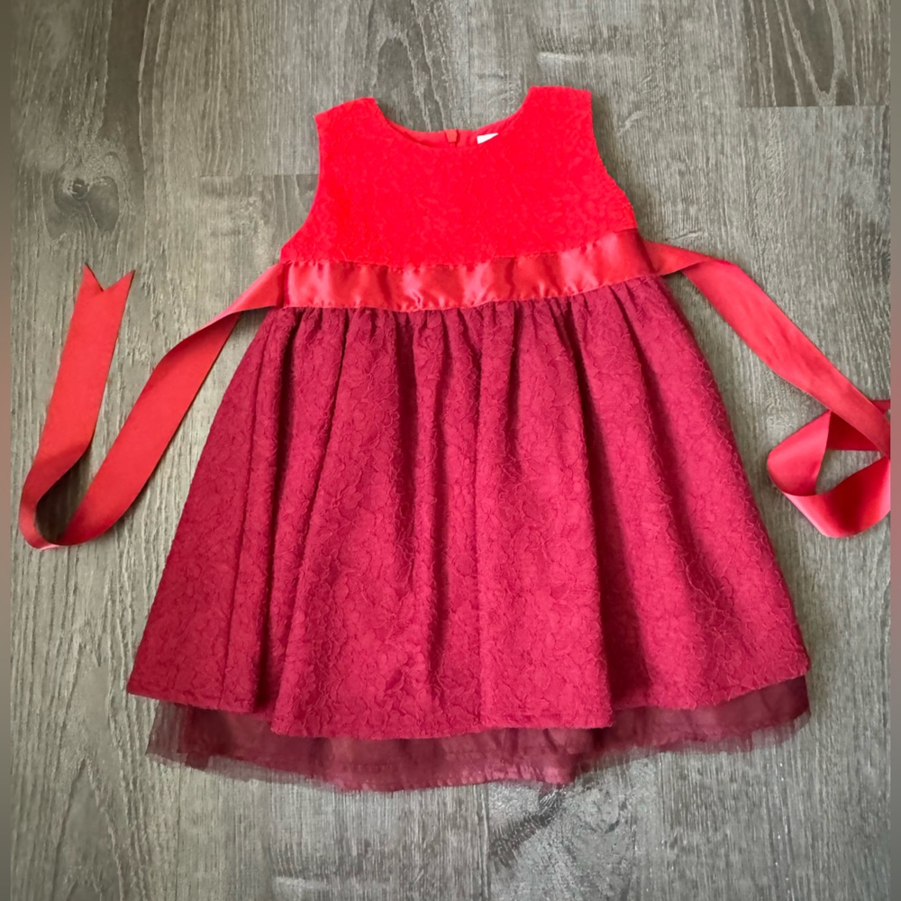 LITTLE MASS***Red Lace Party Dress**3T